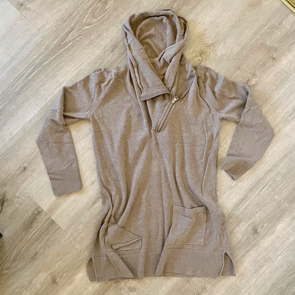 Taupe high neck zipper Hoodie size S.